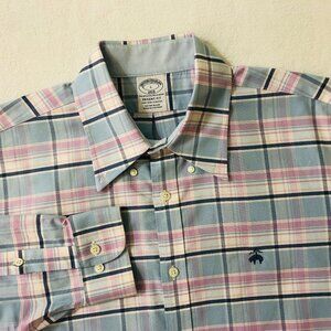 Brooks Brothers Regent Fit Men's Size Large Oxford Plaid Button Up Shirt